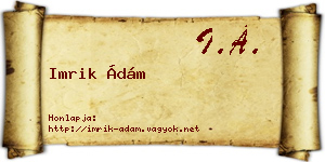 Imrik Ádám névjegykártya